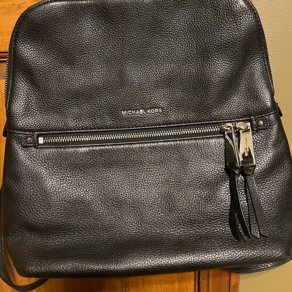 Michael Kors Black Pebbled Leather Backpack - Picture 2 of 4